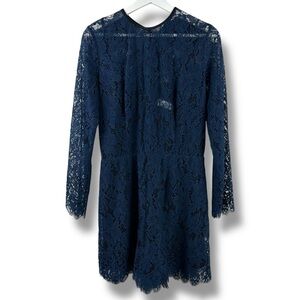 Amanda Uprichard L All Over Lace Romper Navy Blue Dressy Preppy Garden Party